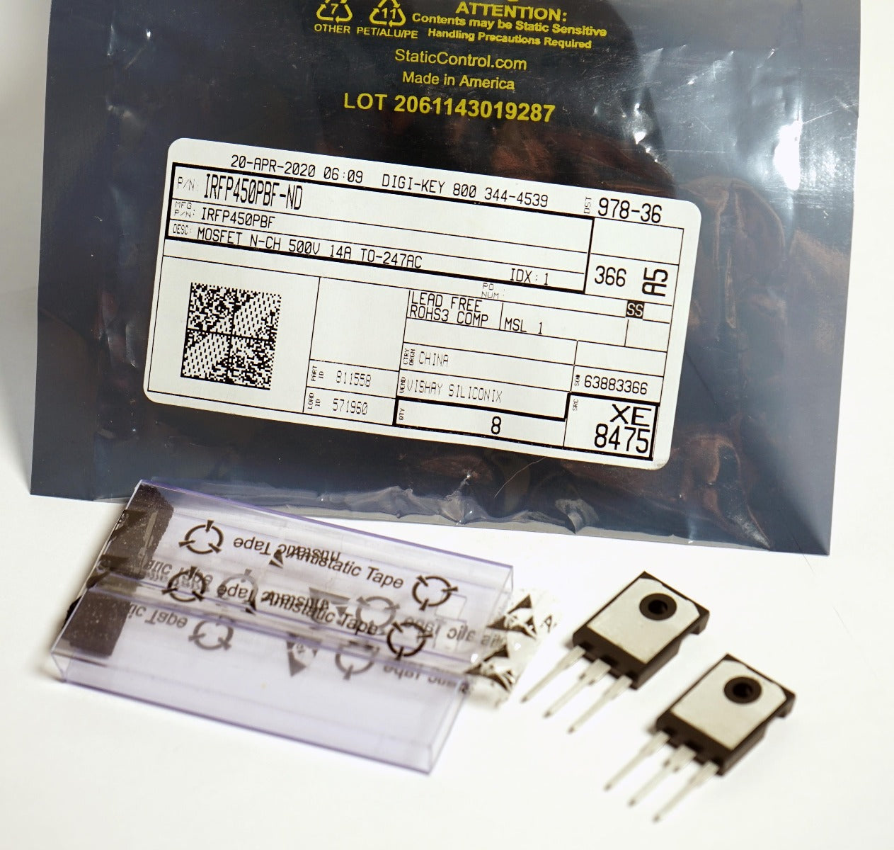 Littelfuse Digi-Key IRFP450PBF-ND MOSFET N-CH 500V 14A TO-247AC Fuses (x2 Pcs)