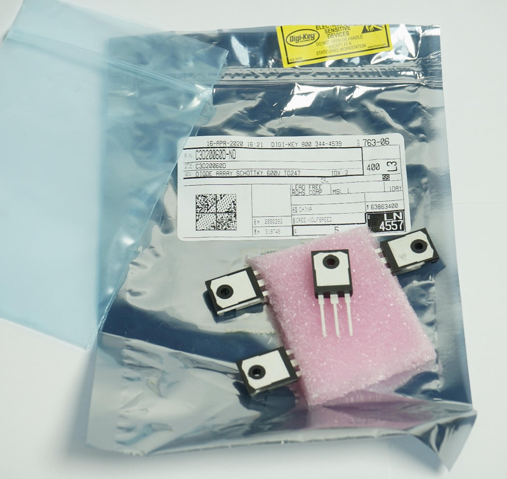 Littelfuse Diode Array Digi-Key C3D20060D-ND SCHOTTKY 600vTO247 Fuses (x4 Pcs)