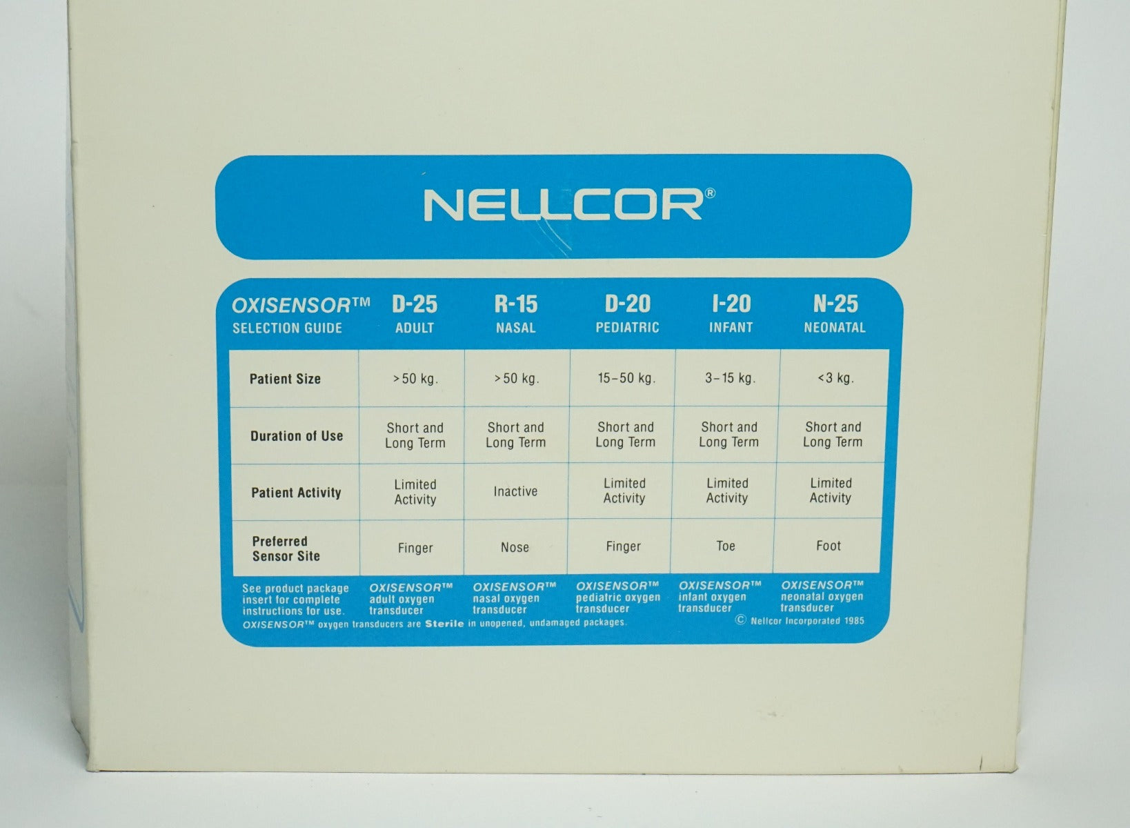 Nellcor Oxisensor Oxygen Transducer Assortment for N-100 Pulse Oximeter Kit
