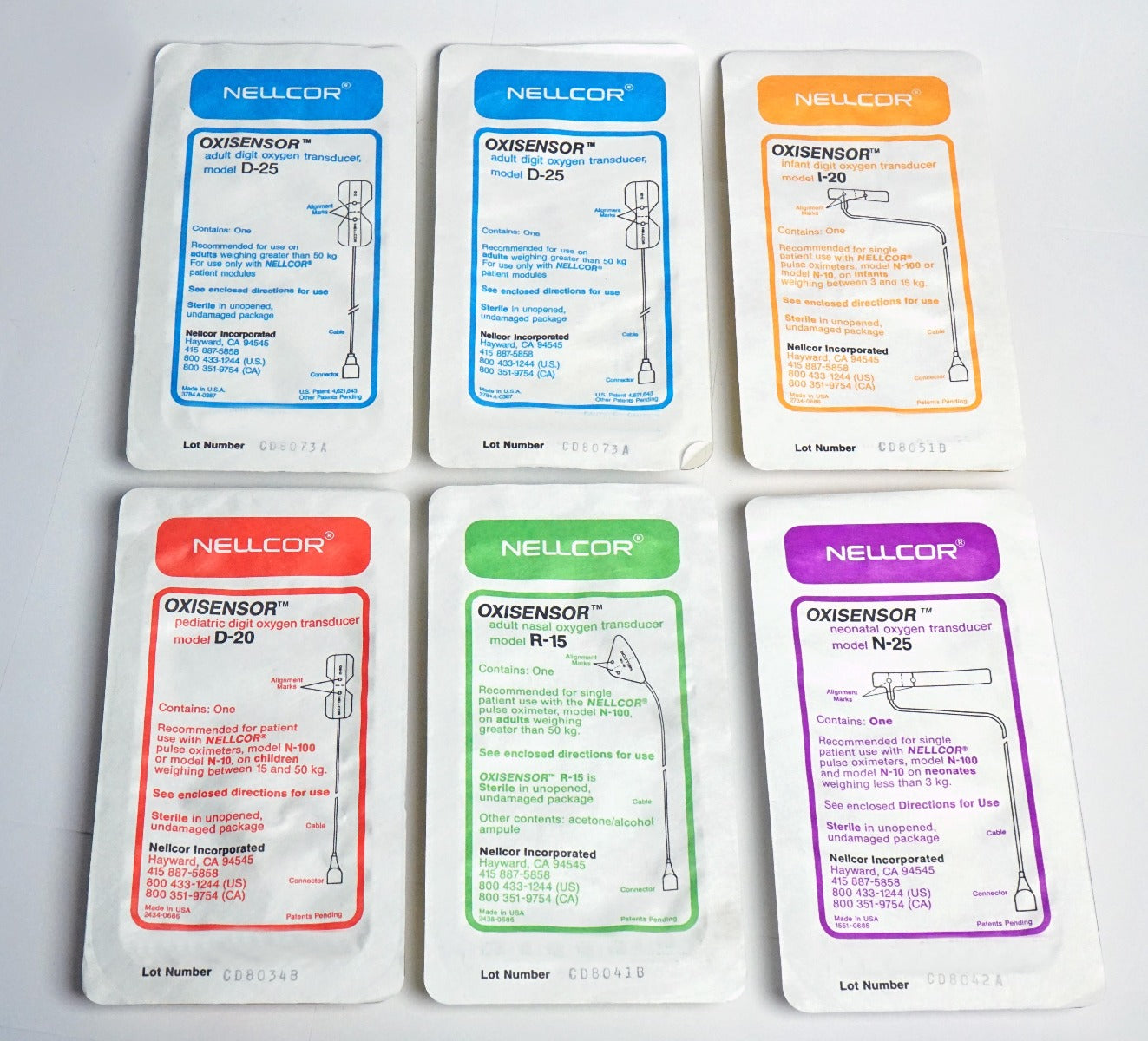 Nellcor Oxisensor Oxygen Transducer Assortment for N-100 Pulse Oximeter Kit