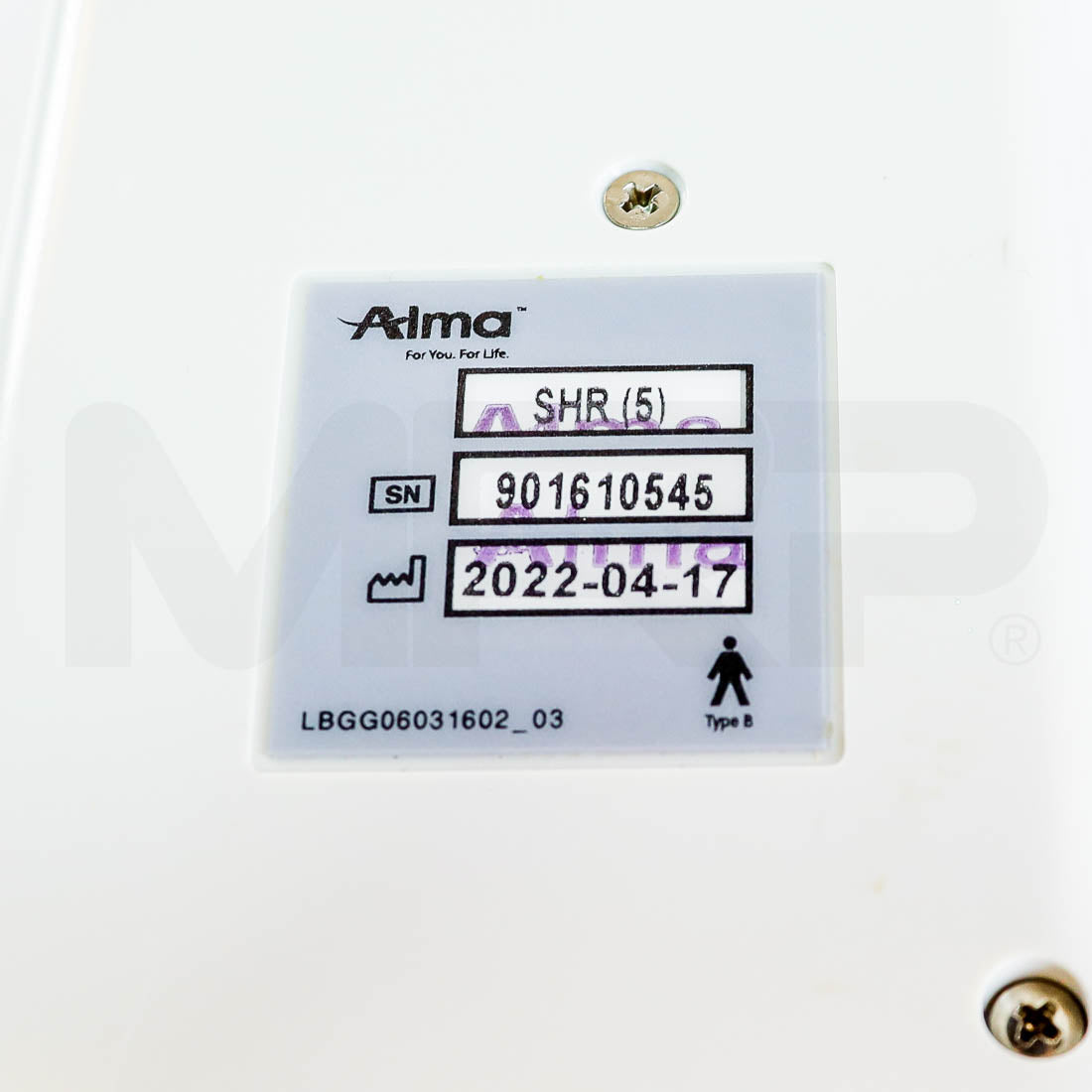 2022 Alma Harmony XL Pro SHR (5) Handpiece Serial Label