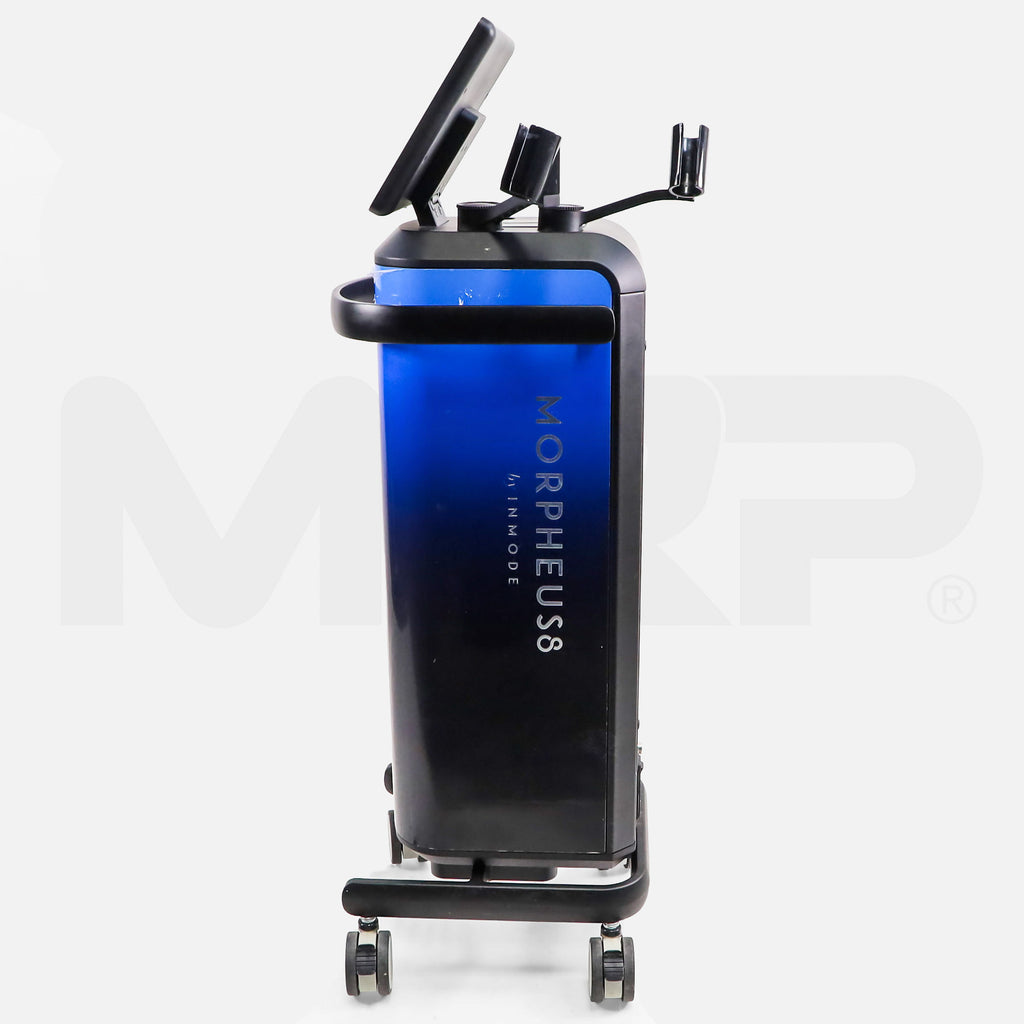 Opposite side view of InMode RF Pro Morpheus8 system showing handpiece holders and tilted screen