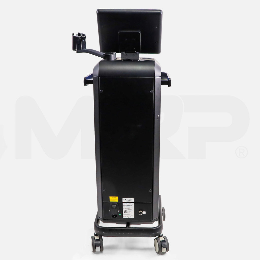 Rear view of InMode RF Pro Morpheus8 system with power switch, power inlet, and model label