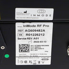 InMode RF Pro model label: REF AG609482A, SN R01226212, manufactured 2022-03-13