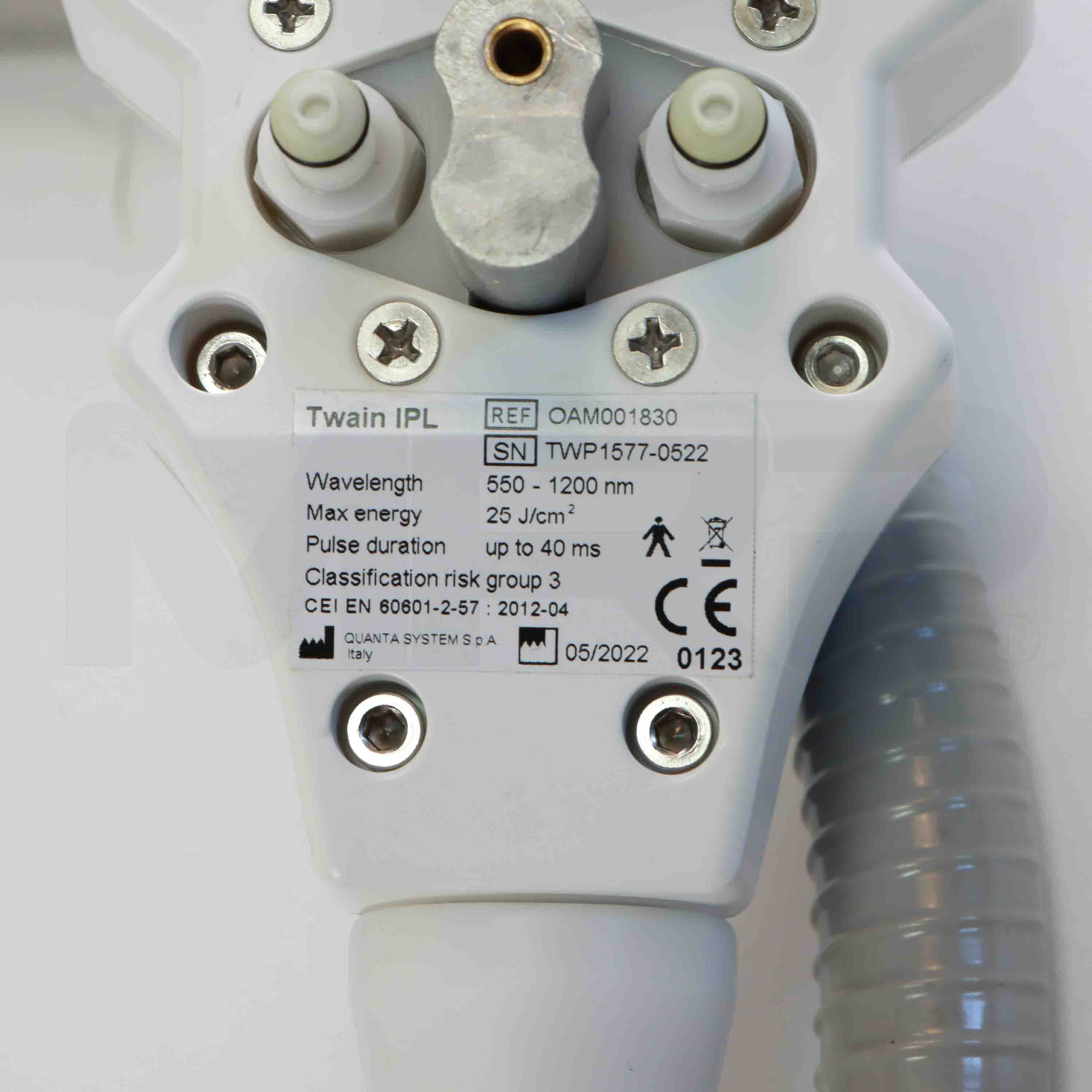 2022 Quanta System Chrome Twain IPL Handpiece Label