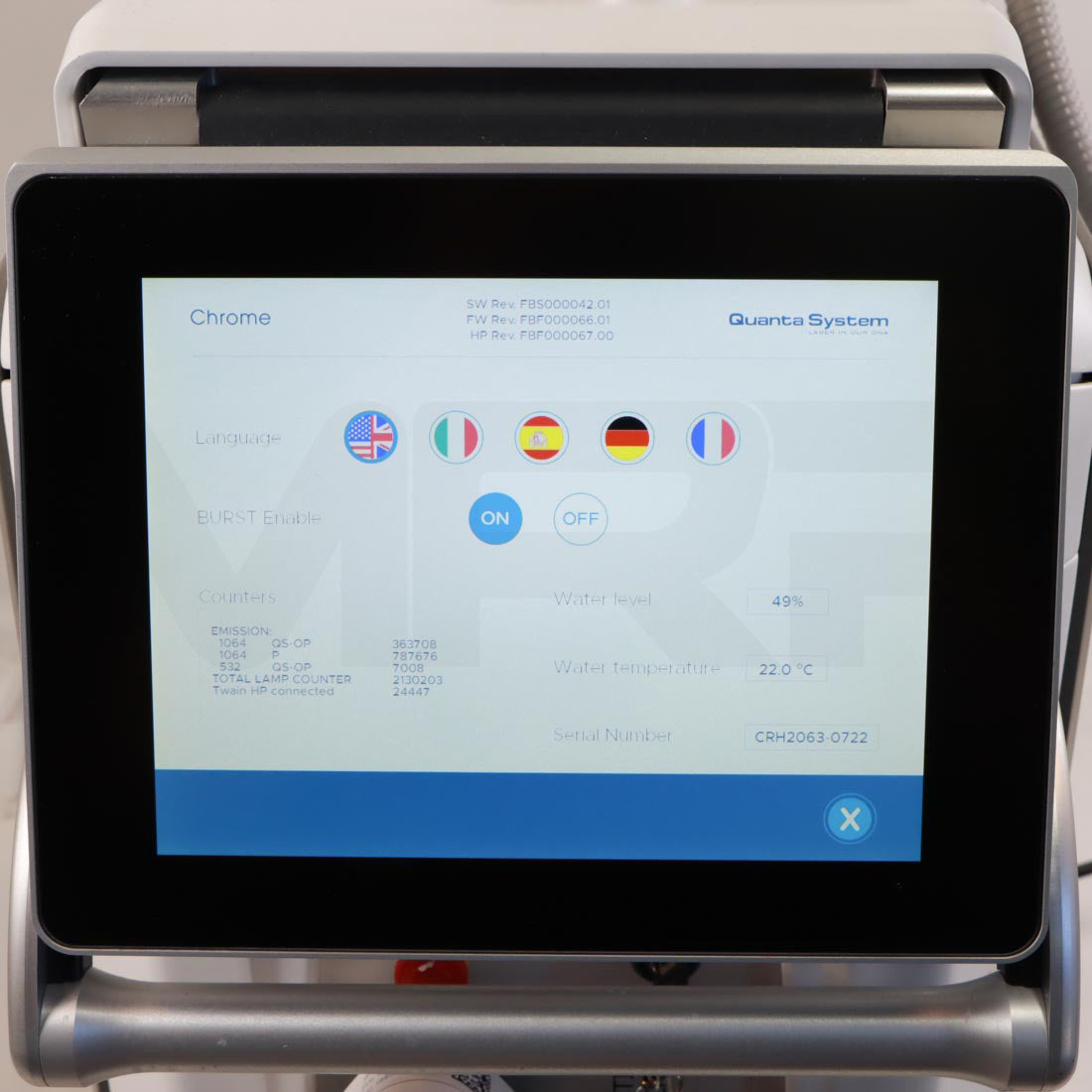 2022 Quanta System Chrome Screen