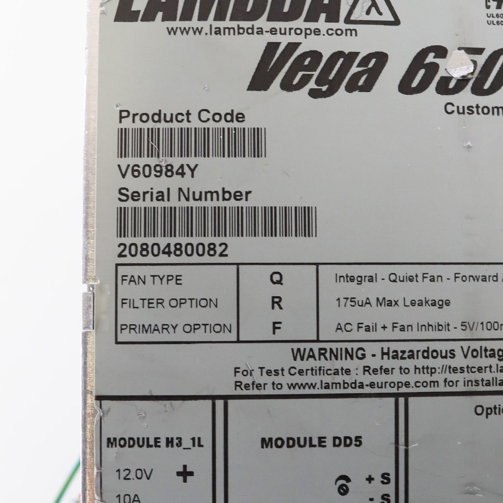 Fraxel Repair SR1500 Laser High Voltage Power Assembly LAMBDA Vega 650 V60984Y