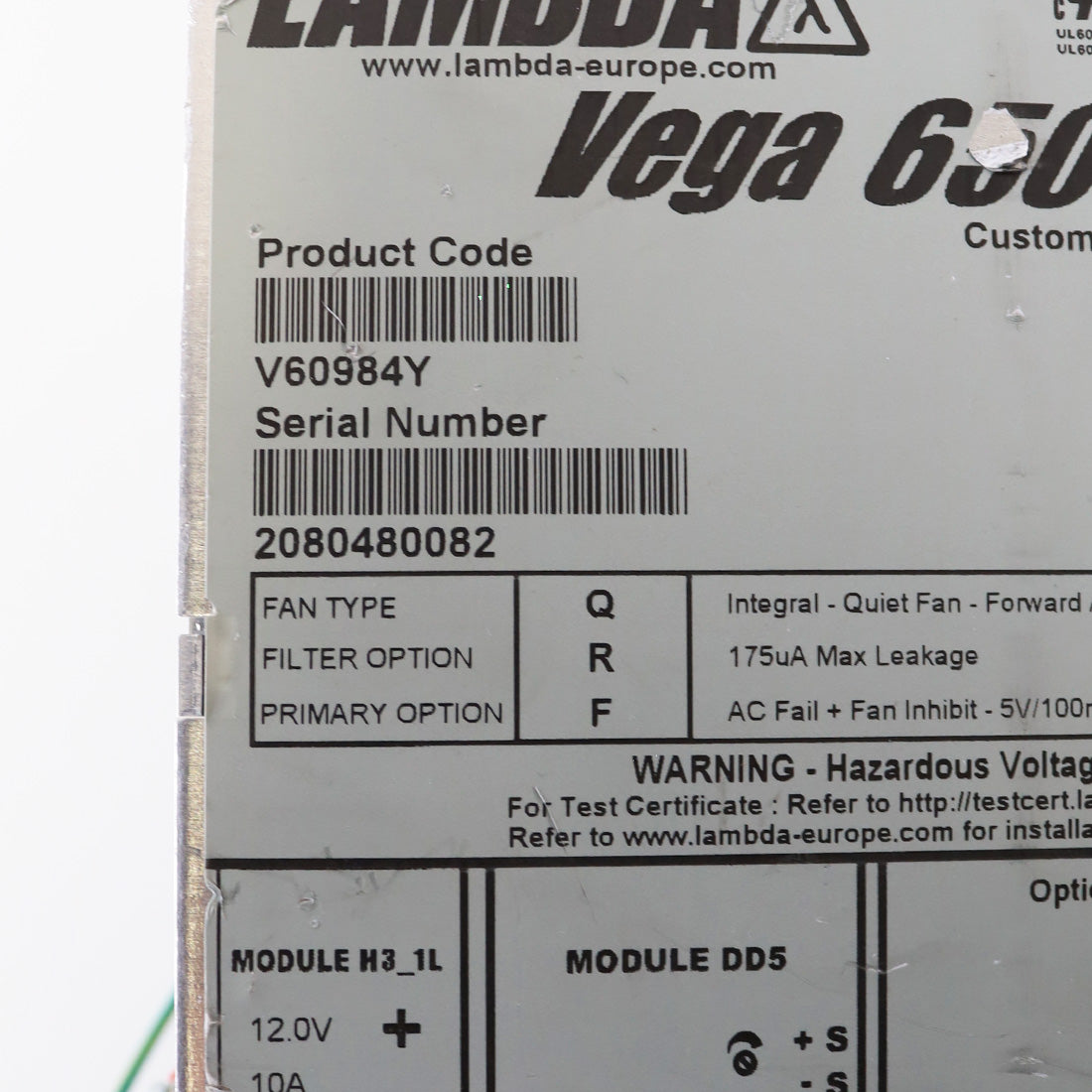 Fraxel Repair SR1500 Laser High Voltage Power Assembly LAMBDA Vega 650 V60984Y