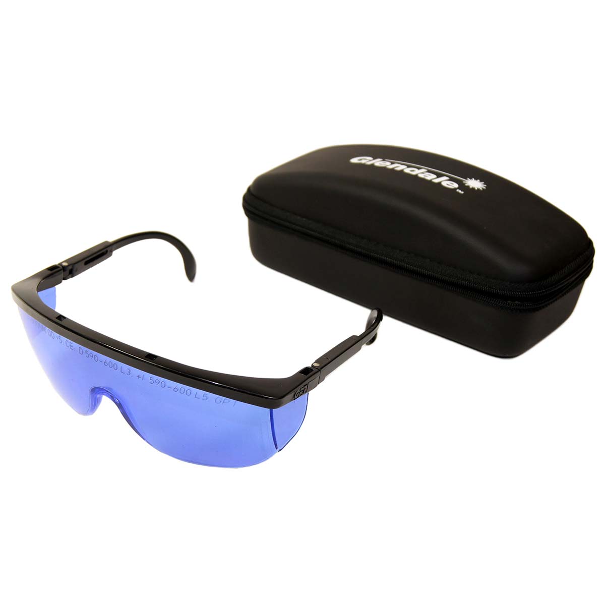 Glendale 31-3956 Laser Safety Glasses PPE Blue Lens 590-600nm OTF Eyewear w Case