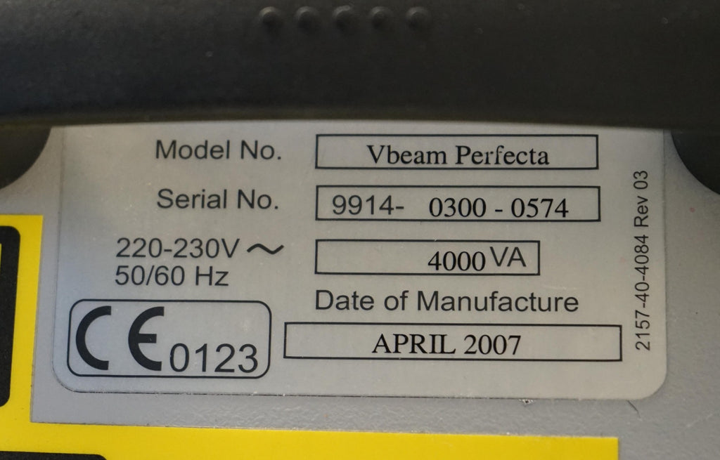 2007 Candela VBeam Perfecta Pulsed Laser Vascular Acne Vein 595 nm V Beam