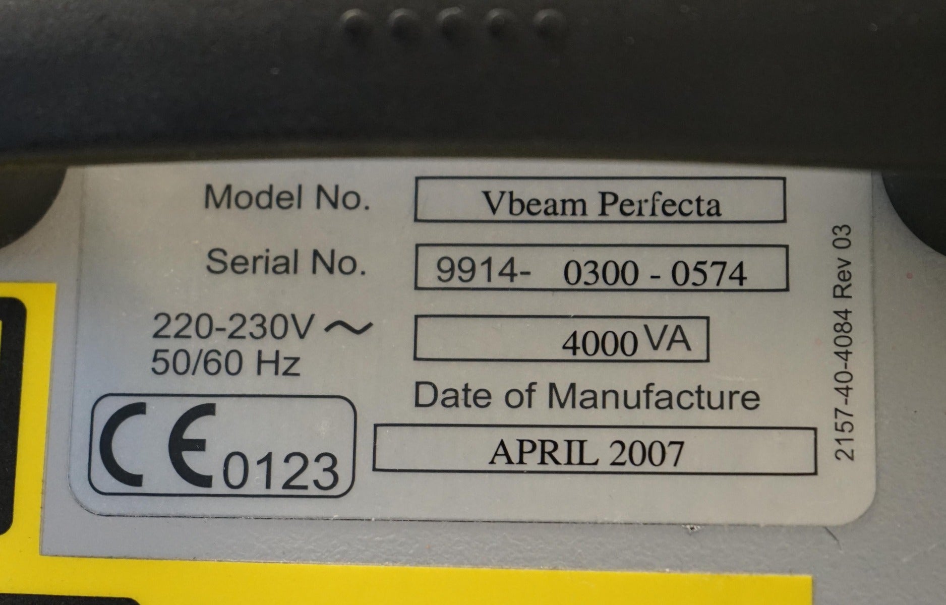 2007 Candela VBeam Perfecta Pulsed Laser Vascular Acne Vein 595 nm V Beam