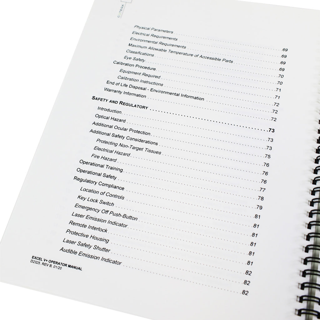 Cutera ExcelV+ Nd YAG 532 1064 Vascular Laser Operator Manual User Guide Excel V