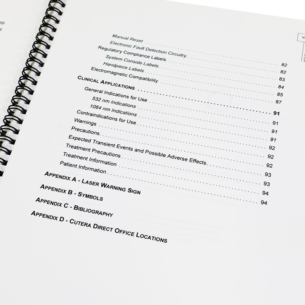 Cutera ExcelV+ Nd YAG 532 1064 Vascular Laser Operator Manual User Guide Excel V