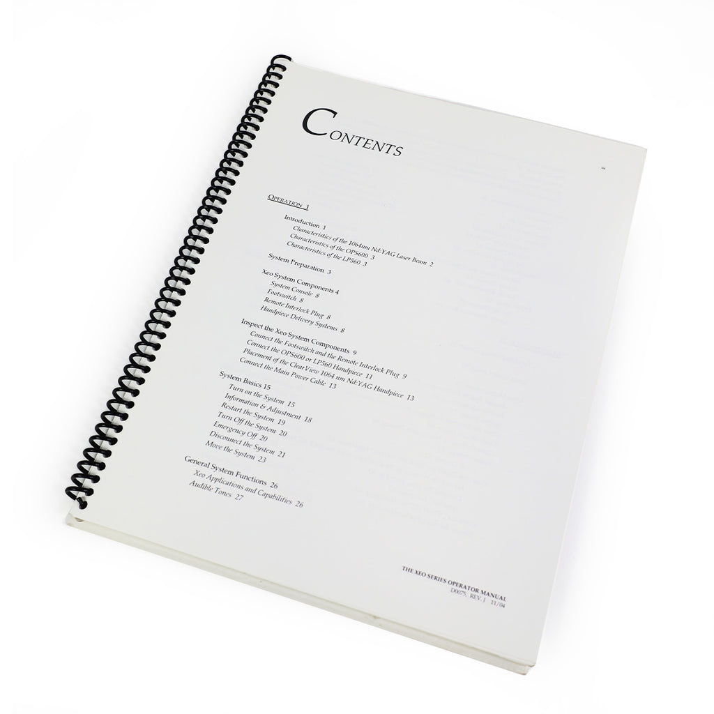 Cutera XEO Laser Operator Manual CoolGlide SA Genesis Plus User Guide Cool Glide