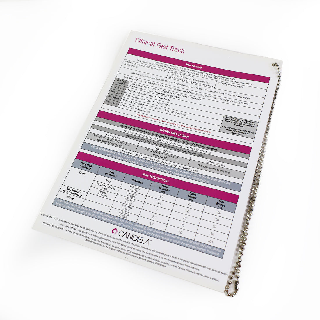 Candela Ellipse IPL Laser Handpiece Clinical Fast Track Wavelength Settings