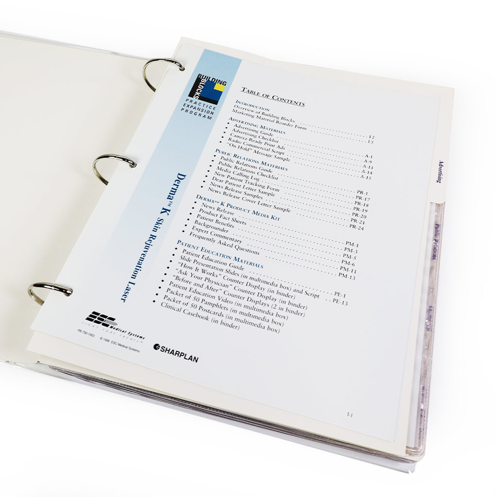 ESC Medical Systems Sharplan Derma K Skin Rejuvenation Laser Training Materials