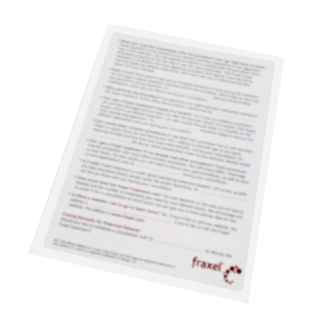 Solta Fraxel Front Office Script Patient FAQ Fractional Treatment Questions Page