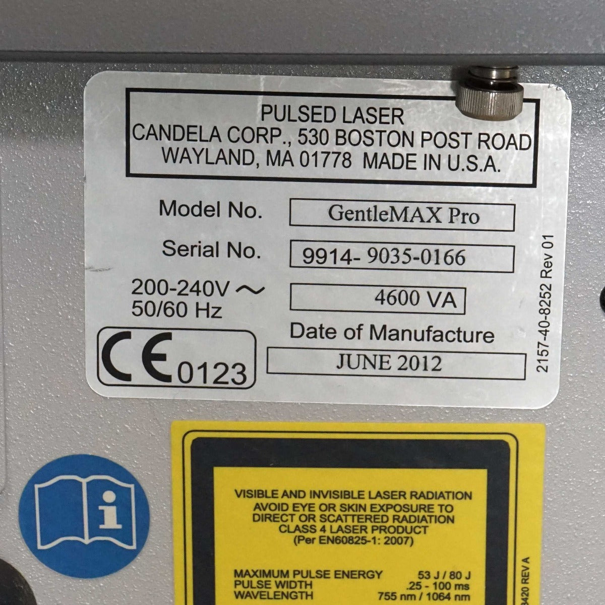 2012 Candela GentleMax GMax Pro Gentle Max 755 1064 Hair Removal Vein Laser HP