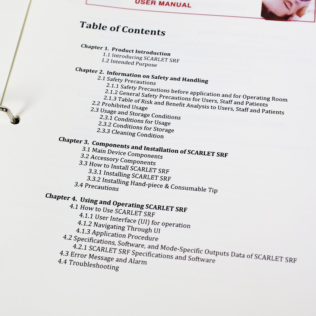 Scarlet SRF Microneedling RF Operator User Manual Operating Guide Specifications