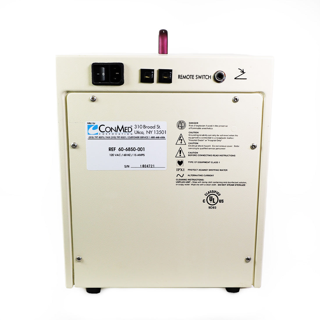 ConMed 1000 SES 60-6850-001 Surgical Smoke Plume Evacuator Suction Vacuum System