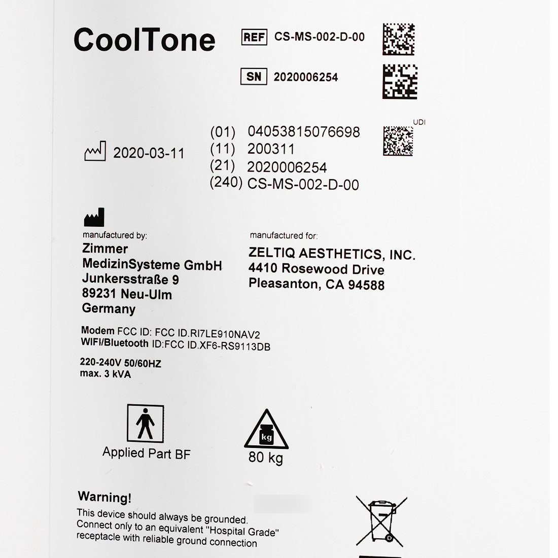 2020 Allergan CoolTone Body Contouring Sculpting Tone Muscle System
