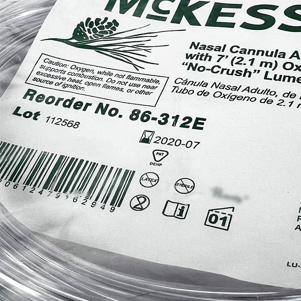 McKesson Nasal Cannula Adult Straight Tip 7' Oxygen Tubing 86-312E x4 pcs