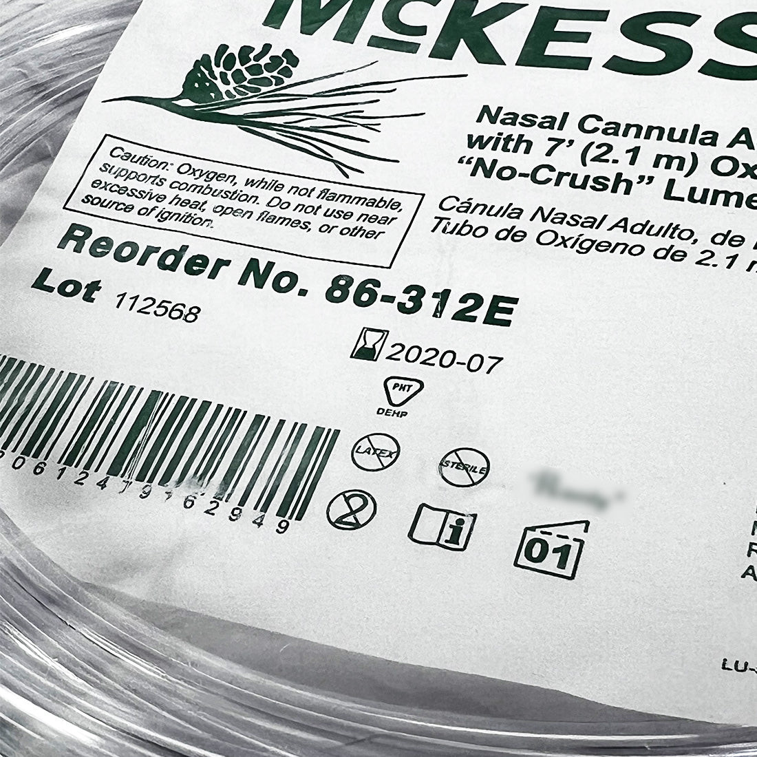 McKesson Nasal Cannula Adult Straight Tip 7' Oxygen Tubing 86-312E x4 pcs