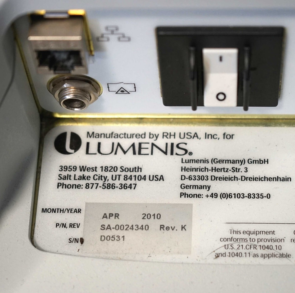 2010 Lumenis LightSheer Duet Laser ET HS 9x9mm 22x35mm Hair Removal Light Sheer