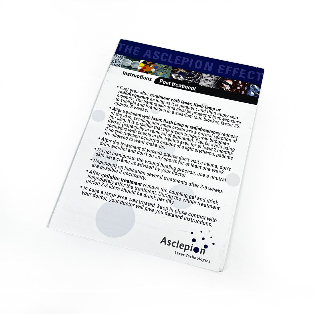 The ASCLEPION EFFECT Patient Marketing Brochure Hair Removal Treatment (x50 Pcs)