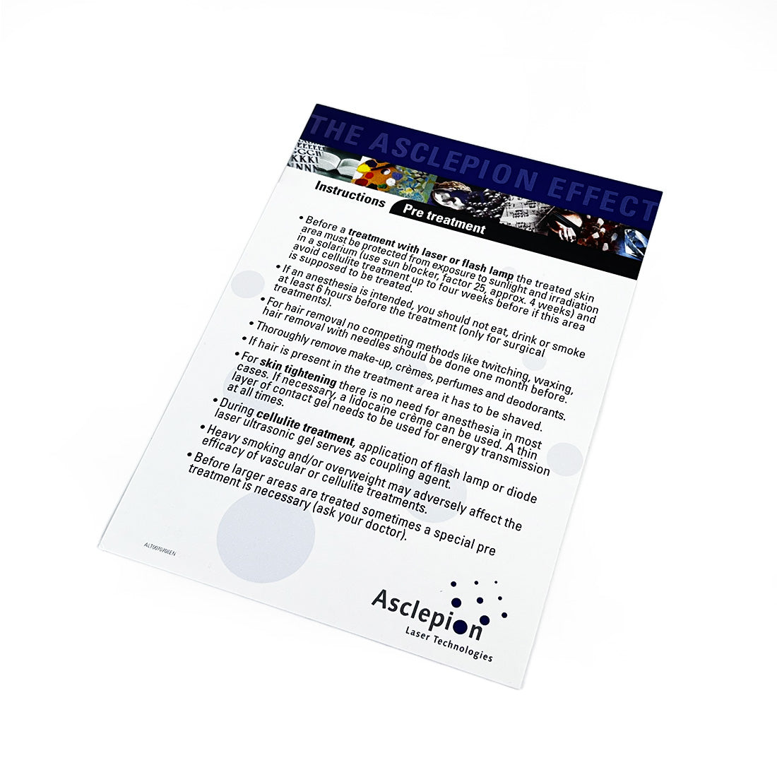 The ASCLEPION EFFECT Patient Marketing Brochure Hair Removal Treatment (x50 Pcs)