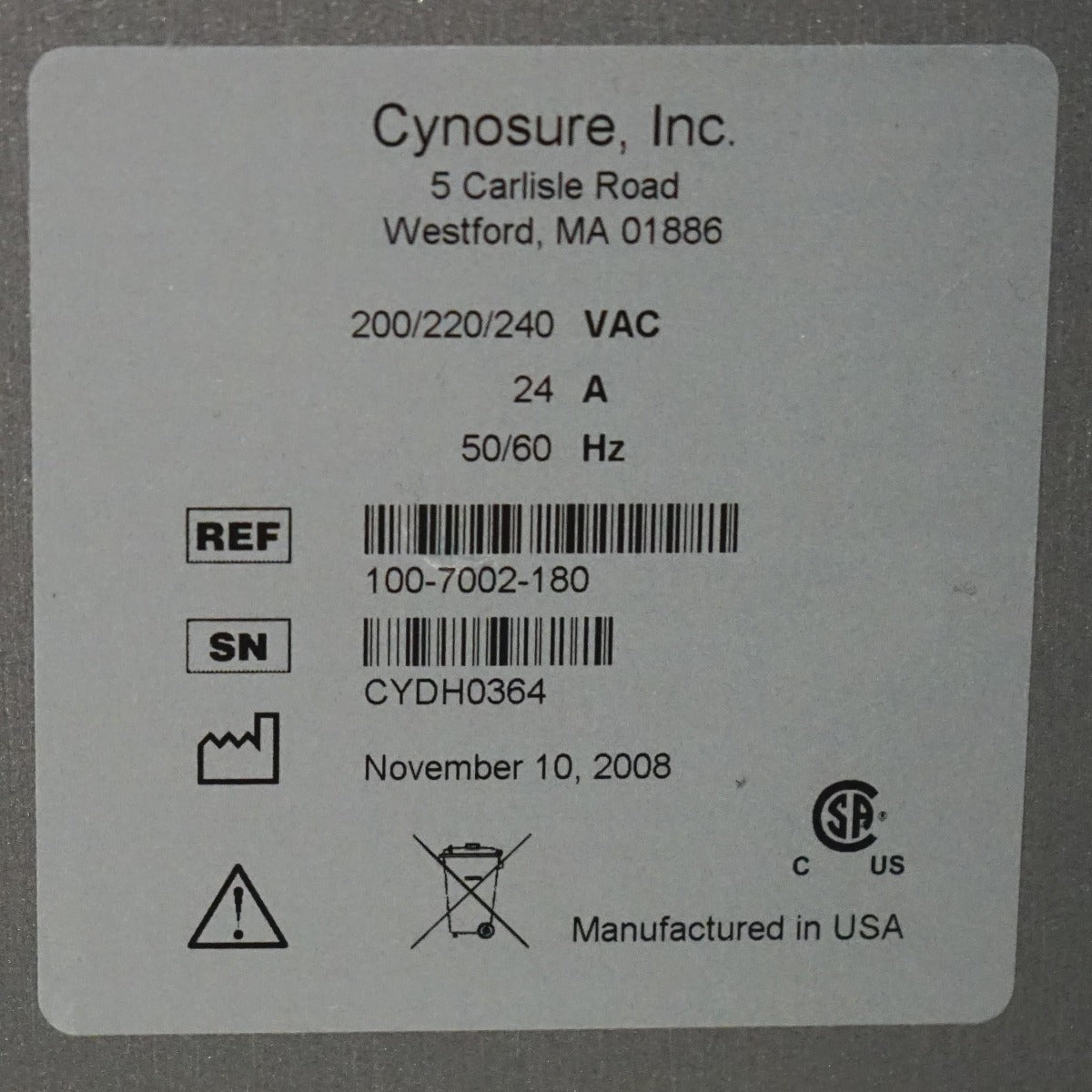 2008 Cynosure Cynergy MPX Laser Nd YAG 585 1064 nm Pulsed Dye Vascular Lesions