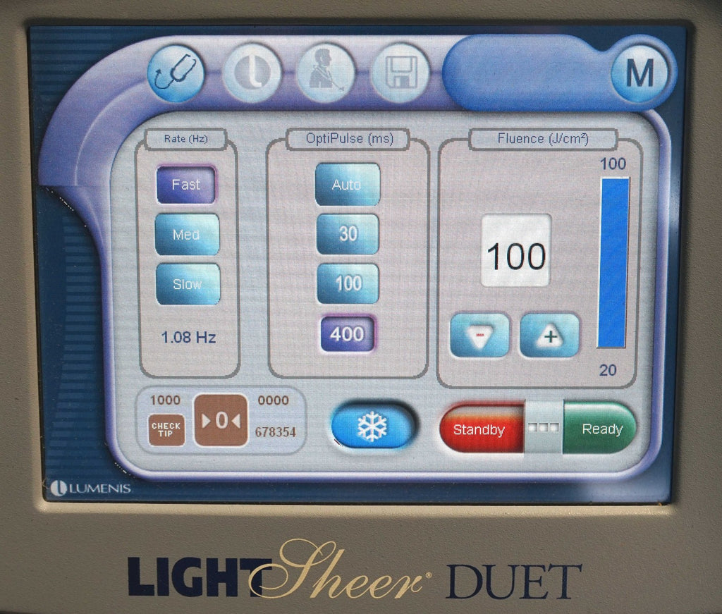 2009 Lumenis LightSheer Duet Laser ET HS 9x9mm 22x35mm Hair Removal Light Sheer