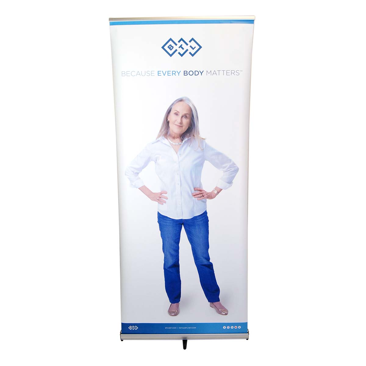 BTL 'Because Every Body Matter' Lady Office Marketing Display Banner 34in x 81in
