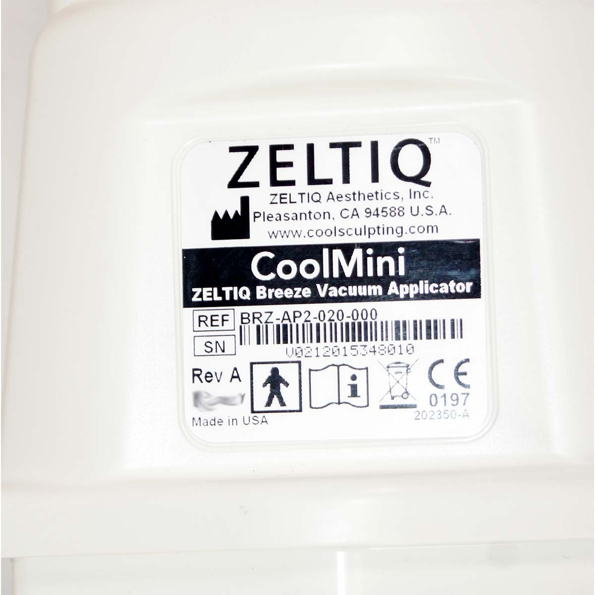 Zeltiq CoolSculpting CoolMini Breeze Vacuum Applicator BRZ-AP2-020-000 Mini Cool