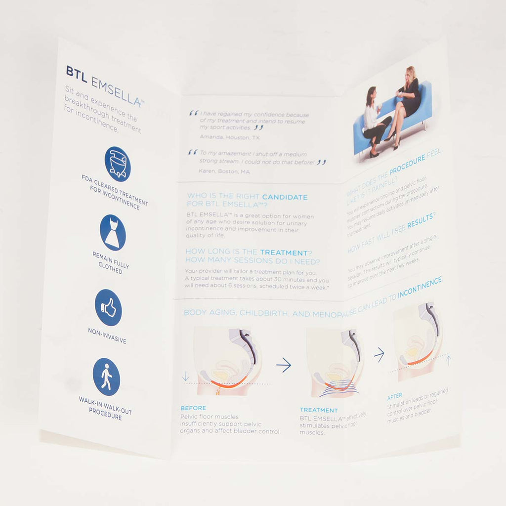 BTL Emsella Say No To Incontinence Office Marketing Info Brochures x57