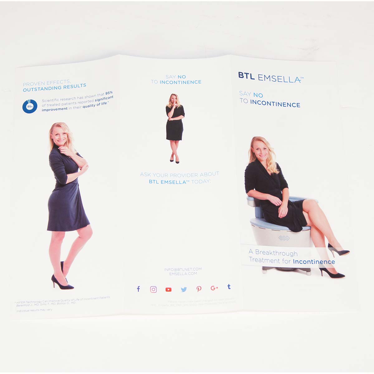 BTL Emsella Say No To Incontinence Office Marketing Info Brochures x57