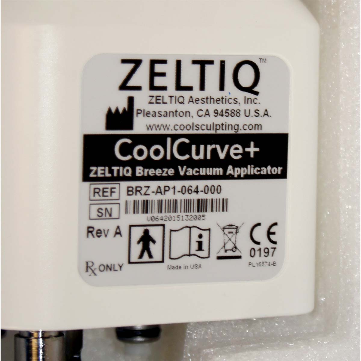 Zeltiq CoolSculpting CoolCurve+ Breeze Vacuum Applicator BRZ-AP1-064-000 plus
