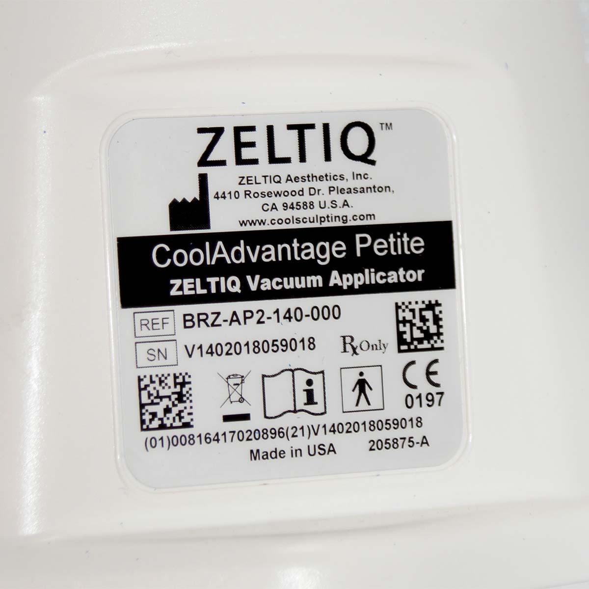Zeltiq CoolSculpting CoolAdvantage Petite Vacuum Applicator BRZ-AP2-140-000 P