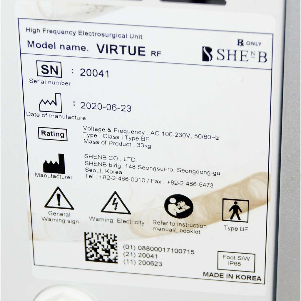 2020 Cartessa Virtue RF Microneedle System ShenB VirtueRF Shen B Electrosurgical