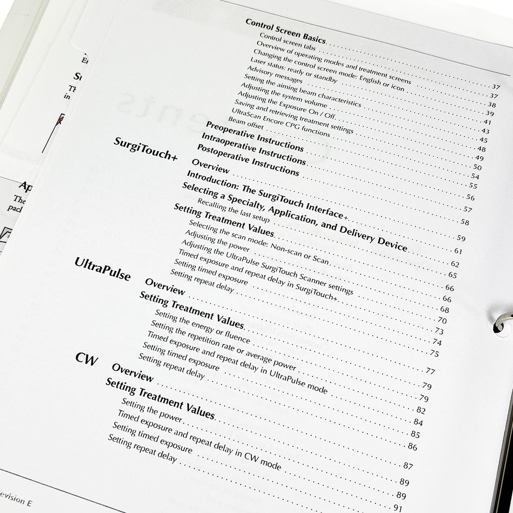 Lumenis UltraPulse Laser Operator Manual Encore SurgiTouch User Guide CO2 C02