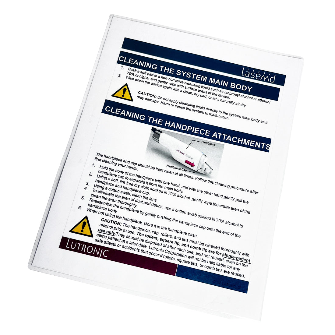 Lutronic LaseMD Laser Handpiece Cleaning Maintenance Instructions Guidelines