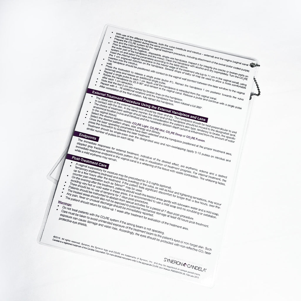 Syneron Candela CO2RE Intima CO2 Vaginal Vulval Treatment Quick Reference Guide