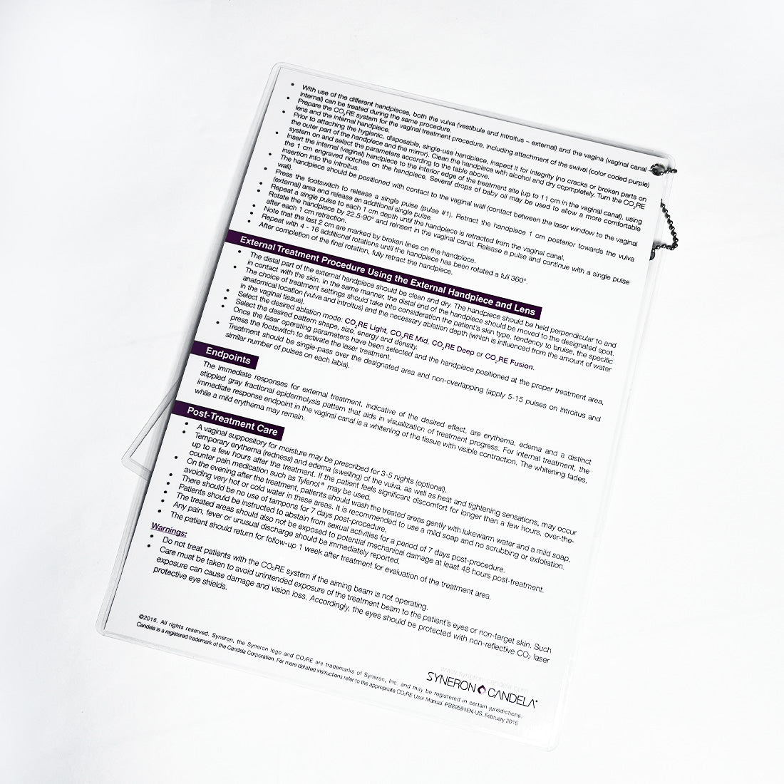 Syneron Candela CO2RE Intima CO2 Vaginal Vulval Treatment Quick Reference Guide