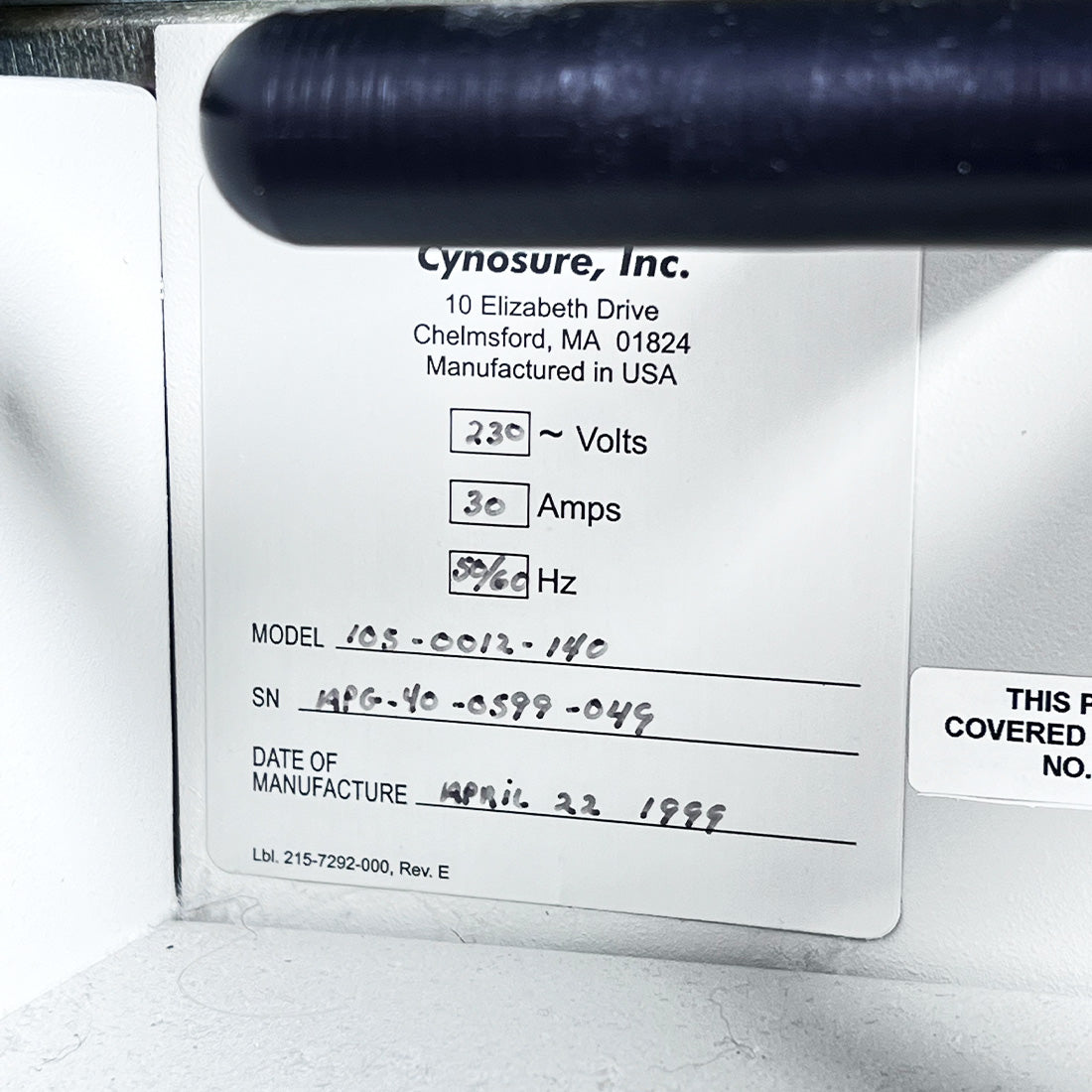 1999 Cynosure Apogee 40 Laser 755nm Hair Removal Wrinkles Spider Veins Lesions