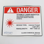 Ellman Invisible Laser Room Radiation DANGER SIGN IPL 400-1200nm Warning