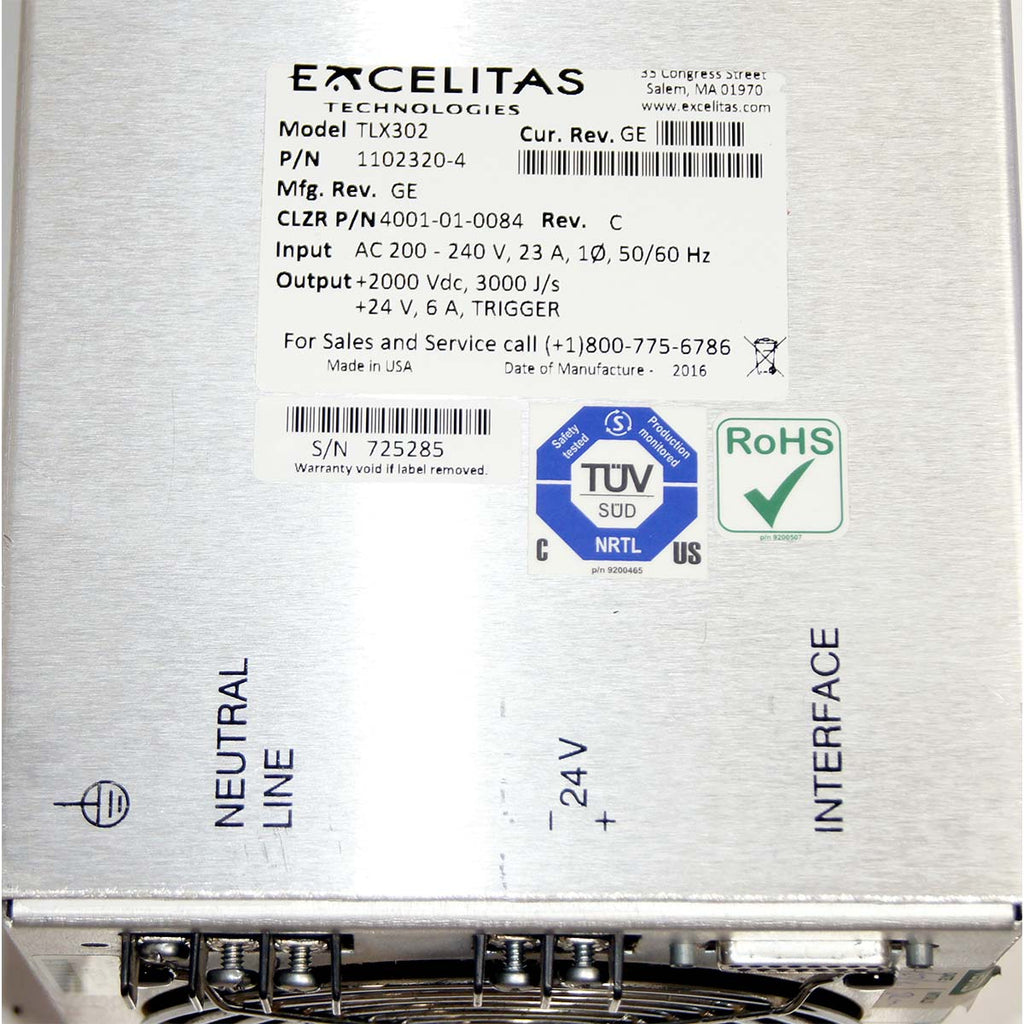 Excelitas High Voltage Power Supply TLX302 220V Candela 4001-01-0084 Parts As-Is