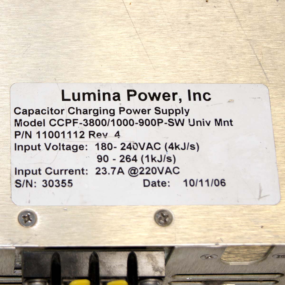 Lumina Power 220V Power Supply CCPF-38000 - Dump Fault - Sold for Parts As-Is