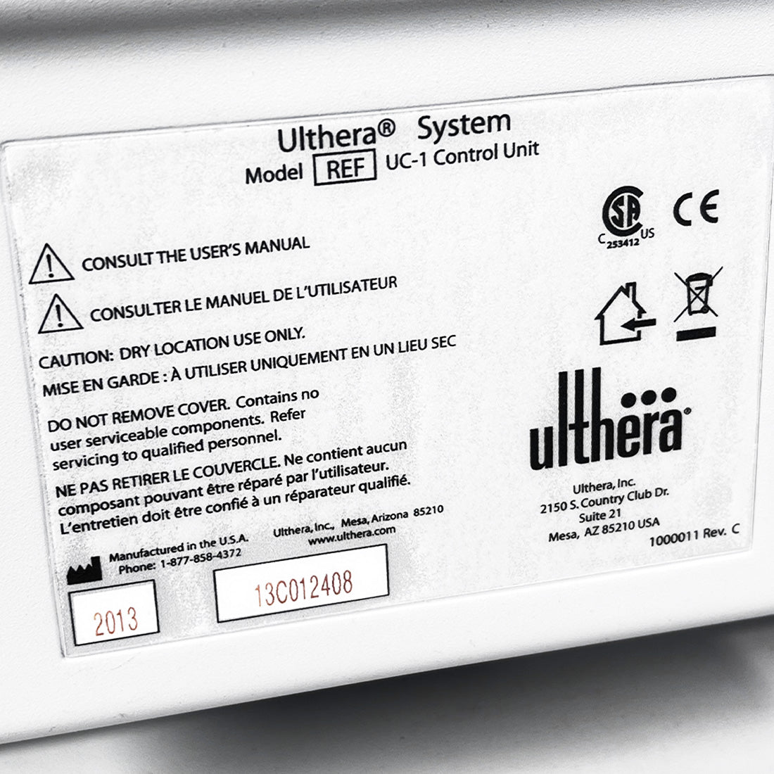 2013 Ulthera Ultherapy DeepSEE UC-1 Ultrasound Facial Contouring Skin Tightening System