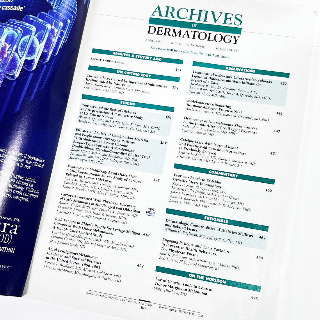 Archives of Dermatology Dermatologic Comorbidities of Diabetes Apr-2009 V-145 #4
