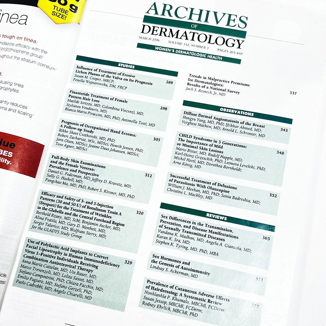 Archives of Dermatology Women's Dermatologic Health March 2006 Vol-142 #3 JAMA